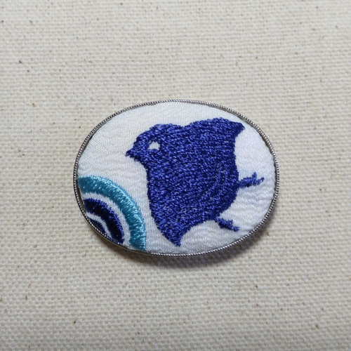 刺繍 帯留め 波千鳥 帯留め 刺繍好日（ししゅう こうじつ） 通販