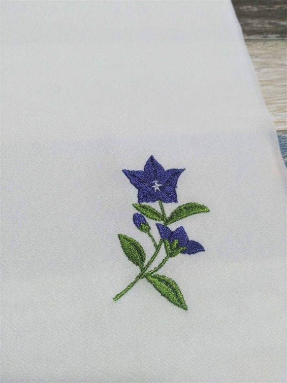 刺繍半衿　桔梗 絽の半衿　夏着物や浴衣に 4枚目の画像