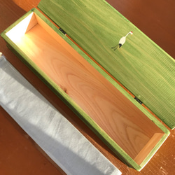 食卓に置ける箸箱(虎と三枡文、独楽文）　カトラリーケース　メガネ入れ　小物入れ 4枚目の画像