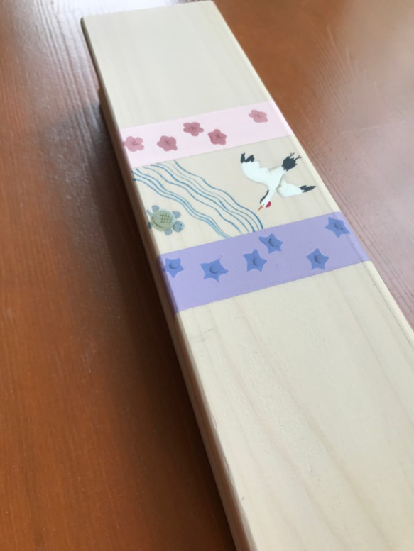 食卓に置ける箸箱(鶴亀)　カトラリーケース　メガネ入れ　小物入れ 2枚目の画像