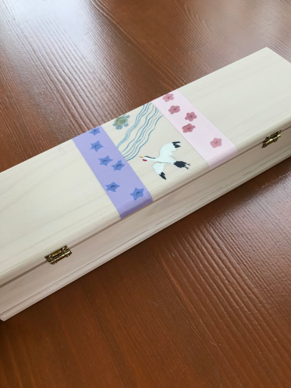 食卓に置ける箸箱(鶴亀)　カトラリーケース　メガネ入れ　小物入れ 5枚目の画像