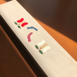 食卓に置ける箸箱(少し小さめの箸箱、遠州椿と結び文)　小物入れ　カトラリーケース 3枚目の画像