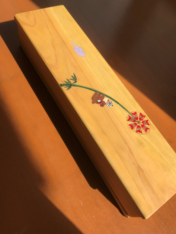 食卓に置ける箸箱(サルの木登り）　カトラリーケース　メガネ入れ　小物入れ 3枚目の画像
