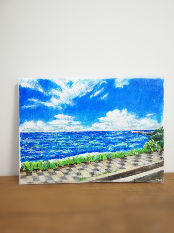 「初夏の海風」　キャンバス原画　絵　F3サイズ　インテリア　Art Mao　 1枚目の画像