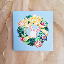 白うさぎのクリスマス☆ アートインテリアパネル（複製画）Art-Mao 1枚目の画像