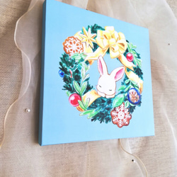 白うさぎのクリスマス☆ アートインテリアパネル（複製画）Art-Mao 2枚目の画像