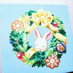白うさぎのクリスマス☆ アートインテリアパネル（複製画）Art-Mao 4枚目の画像