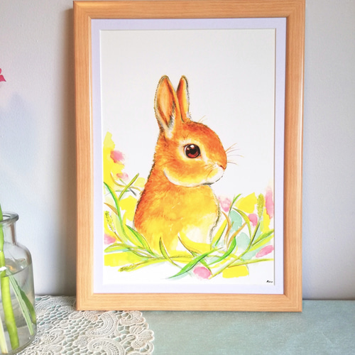 絵画・額縁・版画・芳岡ひでき・可愛い・うさぎ・蝶々・美術品・インテリア・雑貨 絵画・額縁・版画・芳岡ひでき・可愛い・うさぎ・蝶々・美術品