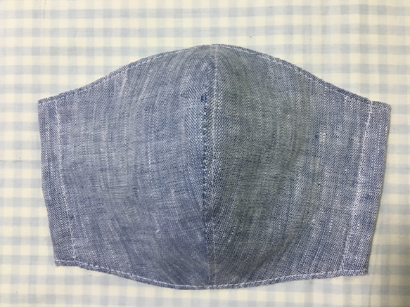 キシリトール加工　リネンの立体マスク・大人用　フィルターポケット付き　アッシュネイビー 1枚目の画像