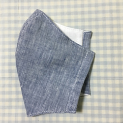 キシリトール加工　リネンの立体マスク・大人用　フィルターポケット付き　アッシュネイビー 2枚目の画像