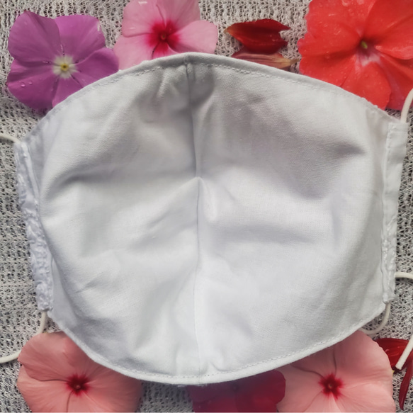 再販❗×4　大きなお花　レース刺繍マスク　裏地抗菌防臭トリプルガーゼ仕様 3枚目の画像