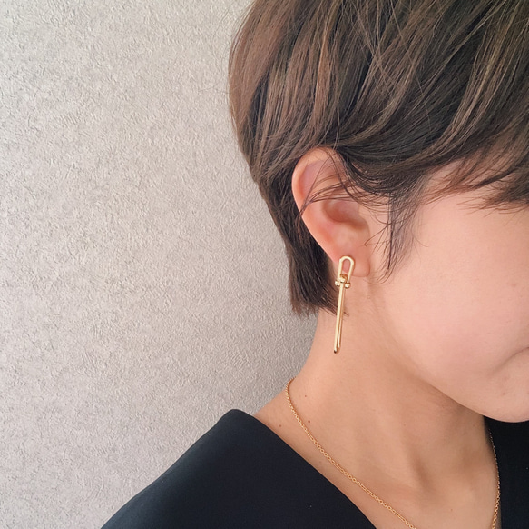ゴールド ロング ピアス デザイン ピアス（フープ） Lucas accessory 