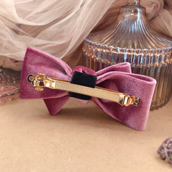Dreamy 雙層藕紫蝴蝶大彈簧夾 質感絲絨天鵝絨髮夾 手作髮飾 手工飾品 第3張的照片
