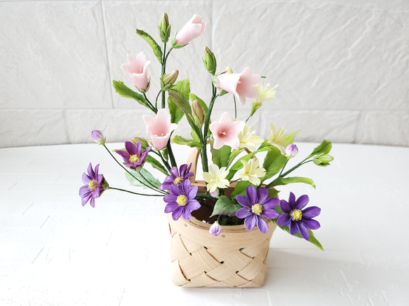 パンフラワー パンフラワー/クレイフラワー ホタルブクロとセラスチュームの花
