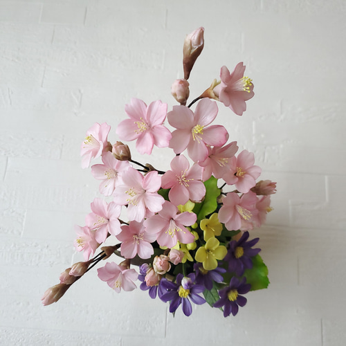 パンフラワー、菜の花の一輪挿し(樹脂粘土、ハンドメイド - メルカリ