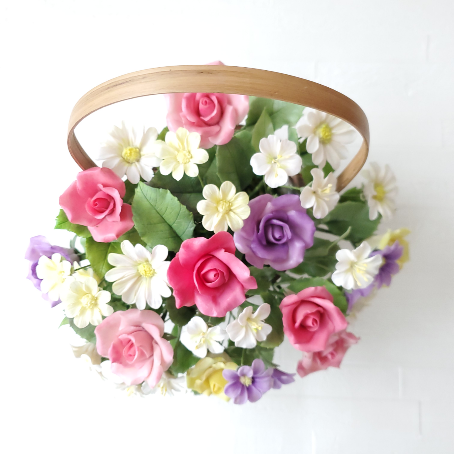 クレイフラワー✨ロココ調薔薇❁染め花布花❁クレイフラワー❁ハンドメイド ちょこんとさん。置くだけ♪美しいを貴方に✿クレイフラワー