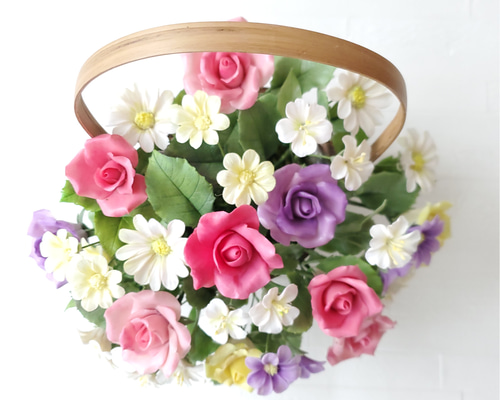 クレイフラワー✨大きなアレンジ✨薔薇・百合・カラー✨ハンドメイド