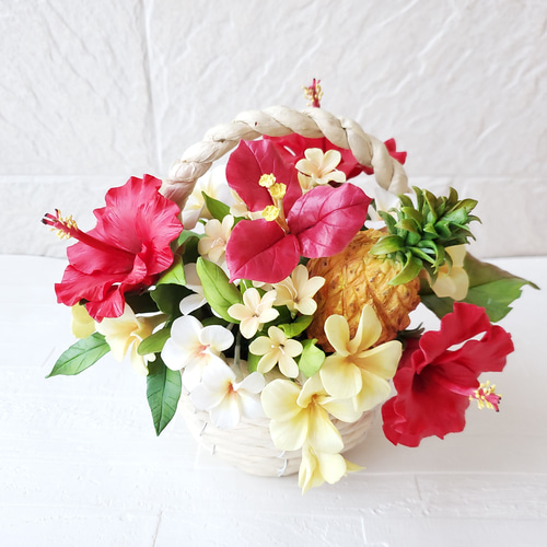 パンフラワー/クレイフラワー 南国の花籠 アートフラワー BON AMI 通販
