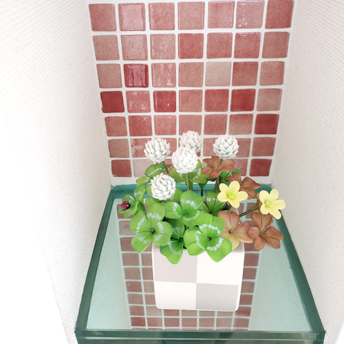 パンフラワー/クレイフラワー シロツメクサ アートフラワー BON AMI