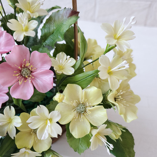 完売】パンフラワー/クレイフラワー＊＊優しく素朴なお花 ＊＊野ばらの