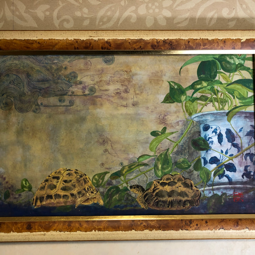 日本画「クモノスリクガメ」 絵画 FLYING ARMS 通販 8824806｜Creema