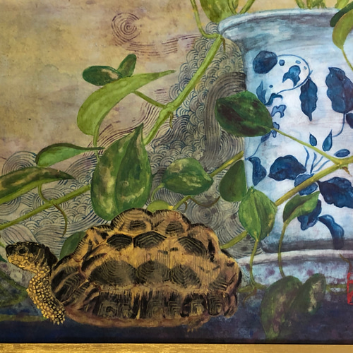 日本画「クモノスリクガメ」 絵画 FLYING ARMS 通販 8824806｜Creema