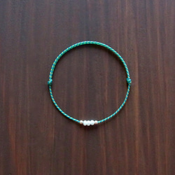 Bracelet【淡水パール】【ワックスコード】 2枚目の画像