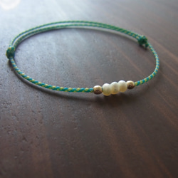 Bracelet【淡水パール】【ワックスコード】 1枚目の画像