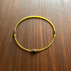 Anklet【ターコイズ】【ビタミンイエロー】【K14GFリング】【ワックスコード】 3枚目の画像