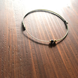 Anklet【ブラックオニキス】【グレー×カーキ】【K14GFリング】【ワックスコード】 2枚目の画像