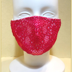 花柄刺繍レース重ねふんわりマスク 3層 ★Ｍ～Ｌサイズ★ 【受注生産】2～4日発送 2枚目の画像