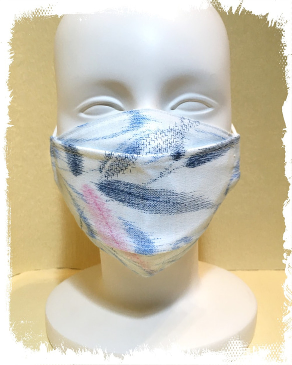爽やかな浴衣地のマスク 綿+晒 3層 ★Ｍ～ＬＬサイズ★ 【受注生産】2～4日発送 2枚目の画像
