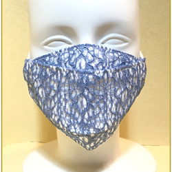 おしゃれなブルーレースの立体マスク 3層 ★Ｓ～ＬＬサイズ★【受注生産】2～4日発送 2枚目の画像