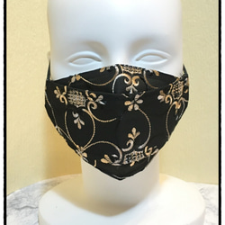 金と銀の刺繍のゴージャスマスク 3層 ★M～ＬＬサイズ★ オールシーズン【受注生産】2～4日発送 3枚目の画像