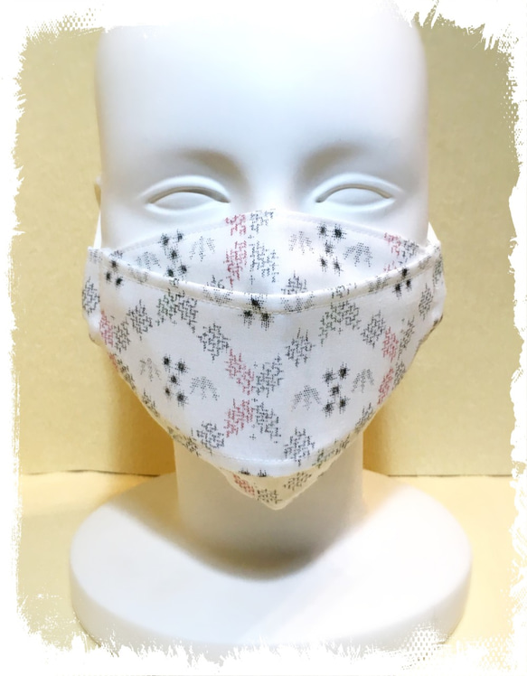 爽やかな浴衣地のマスク 綿+晒 3層 ★Ｍ～ＬＬサイズ★ 【受注生産】2～4日発送 3枚目の画像