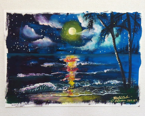 光る絵画 midnight moon 絵画 知念慶昂 通販 1677228｜Creema