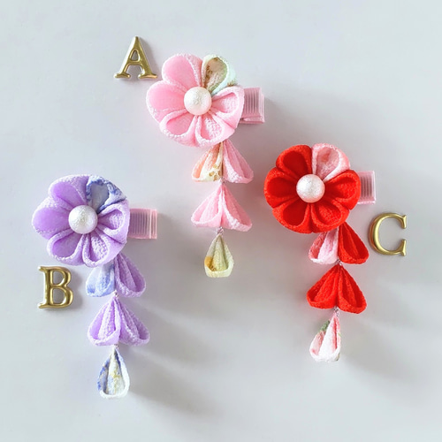 つまみ細工 髪飾り シンプルカラー//お食い初め/七五三/ひな祭り//浴衣