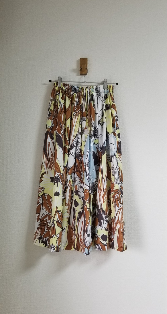 花柄ウエストゴムギャザースカート 1枚目の画像