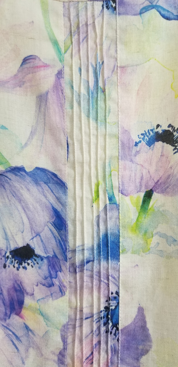 水彩画花柄プリントのポケット付きワンピース 6枚目の画像