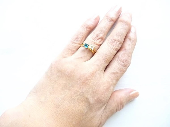 London Blue Topaz Square Ring 4枚目の画像