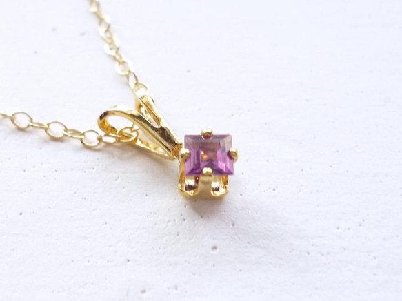 Square Rhodolite Necklace 1枚目の画像