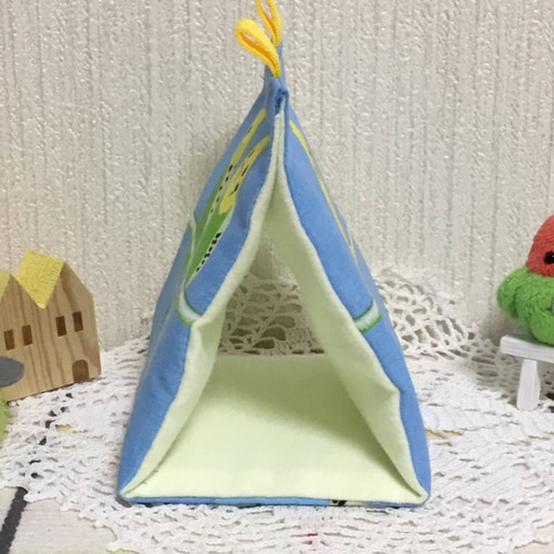 Oyakata★【タオル生地】バードテントM＊きつね他 バードテント インコ 鳥たちの寝床 三角ハウス ハンモック 吊り