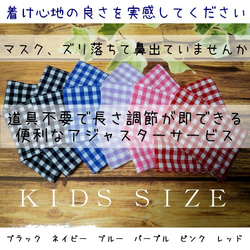 子供ギンガムチェックマスク♡アジャスターサービス裏地晒：晒が一番心地良い✨春夏秋冬【西村大臣風舟型】 1枚目の画像