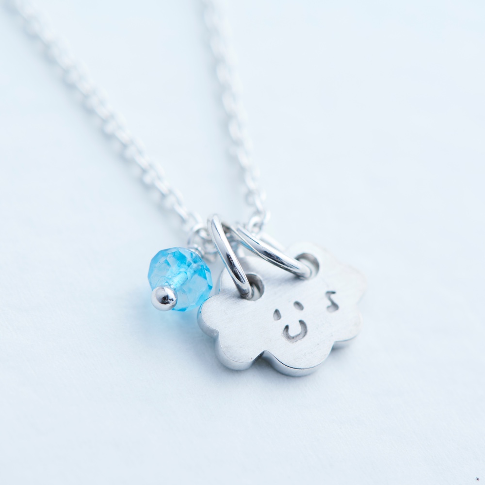 ニコマーク雲型ネックレス｜ブルートパーズ｜SV｜KATACHI Necklace｜KATACHI-NEC-E-BT