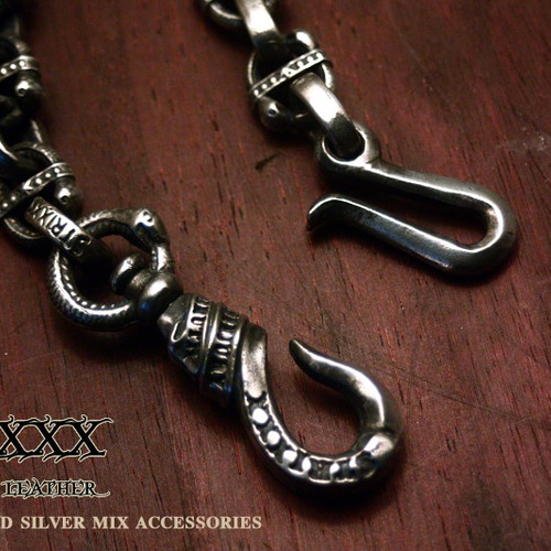 カスタムオーダー　全長約50cm ナローあずきウォレットチェーン 05 極太アズキウォレットチェーン | STRIXXX sterling leather