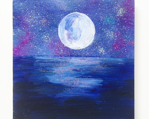 月夜】絵画/原画 絵 月 星 海 アクリル画 絵画 aiai_gallery 月夜】絵画/原画 絵 月 星 海 アクリル画 絵画 aiai_gallery