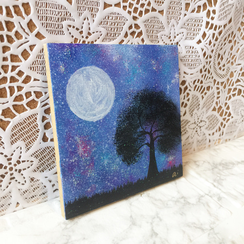 月夜】絵画/原画 絵 星 空 アクリル画 絵画 aiai_gallery