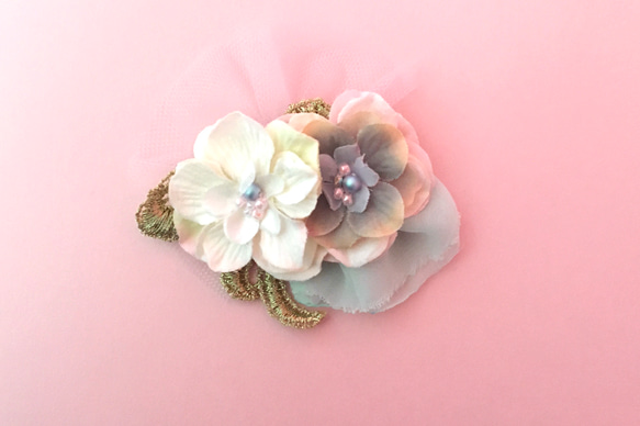 パステルカラー　お花のヘアクリップ 1枚目の画像