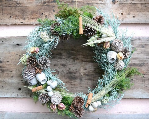 ウォッシュホワイトのリース 再販 ウォッシュホワイトのリース 34センチ リース Riche 通販