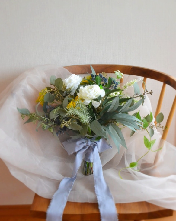 ✿ホワイトラナンキュラスブーケ （造花）新品　未使用品 ホワイトラナンキュラスブーケ ブーケ Riche 通販 8417603｜Creema